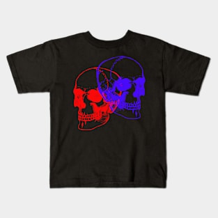 RED AND BLUE SKULL Kids T-Shirt